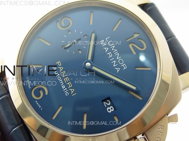 Pre Order PAM1114 RG VSF 1:1 Best Edition Blue Dial on Blue Leather Strap P.9010 Super Clone